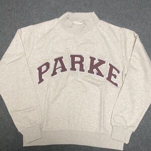 Parke Heather Grey Mock Neck Sweatshirt | Maroon Varsity lettering | size S / M